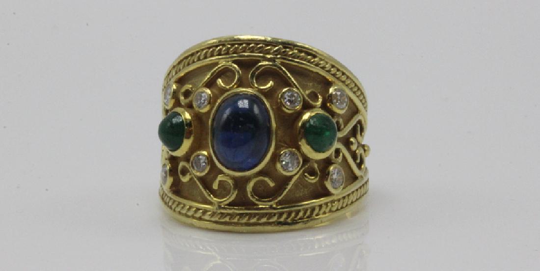 18Kt .30ct. Sapphire & Emerald Ring (1 of 4)