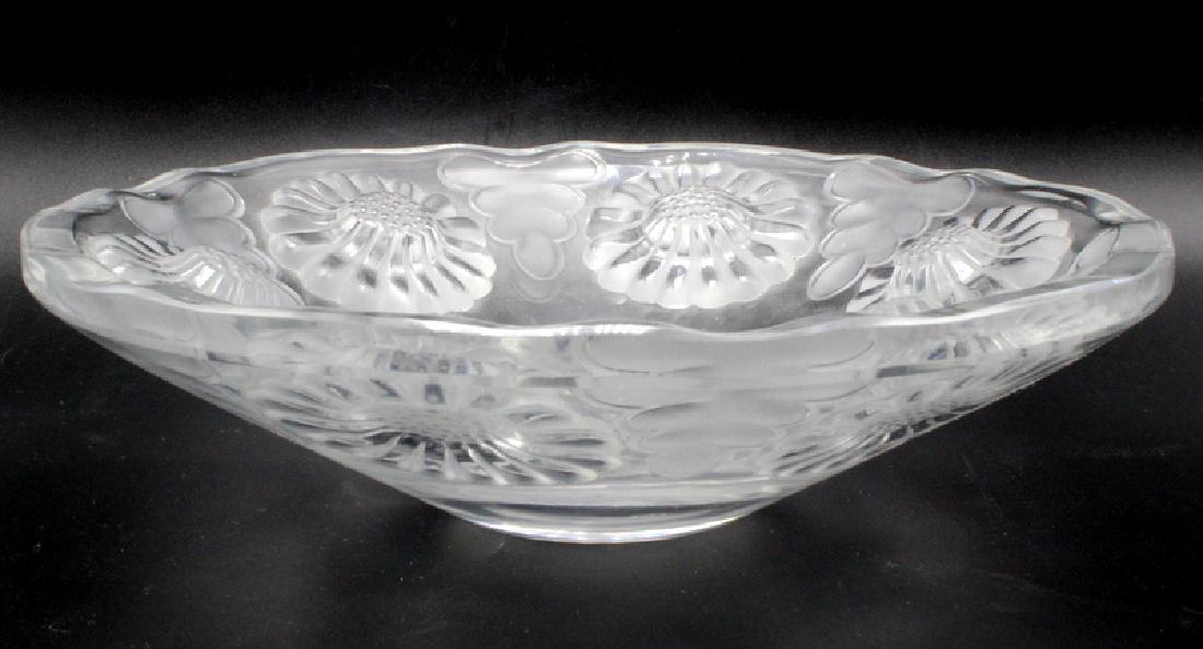 Lalique Crystal "Daisy" Bowl: Lalique Crystal "Daisy" Bowl. Measures - 2 1/4" high x 9 1/2" wide.