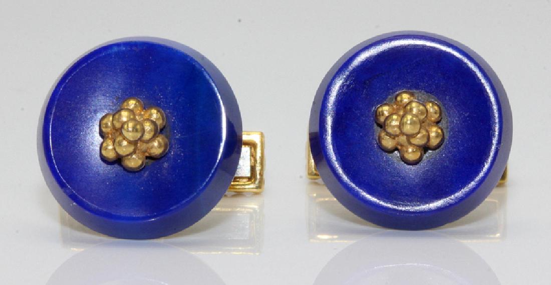18Kt YG & Lapis Lazuli Cufflinks (1 of 3)