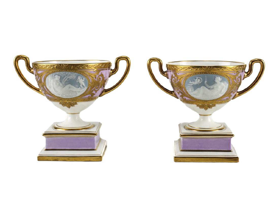 Pair of Minton Pate-Sur-Pate Trophy Cups Alboin Birks (1 of 6)