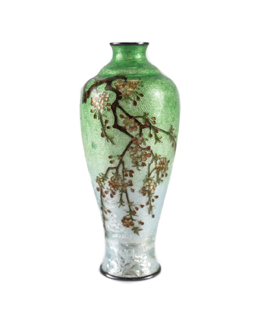 Japanese Cloisonne & Enamel  Silver Bud Vase (1 of 8)