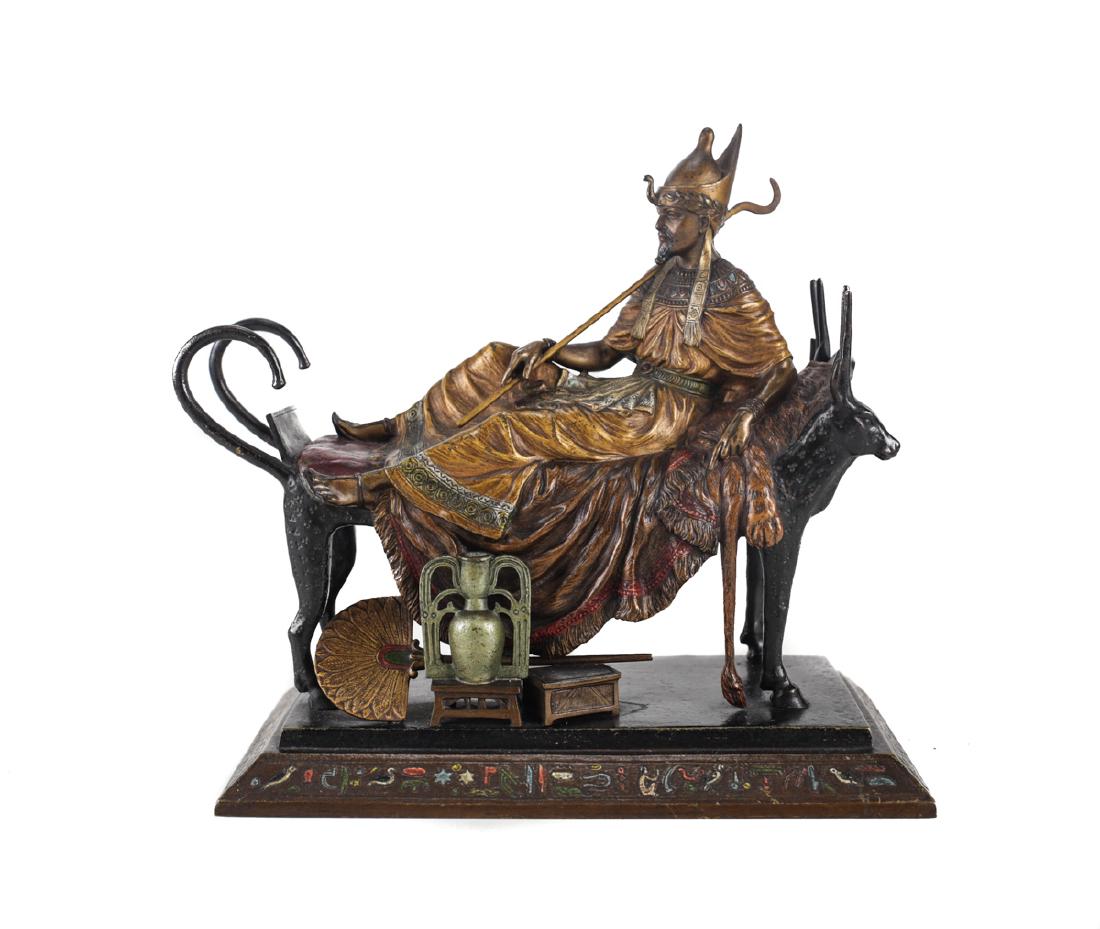 Austrian Polychrome Bronze Sculpture Egyptian King (1 of 6)