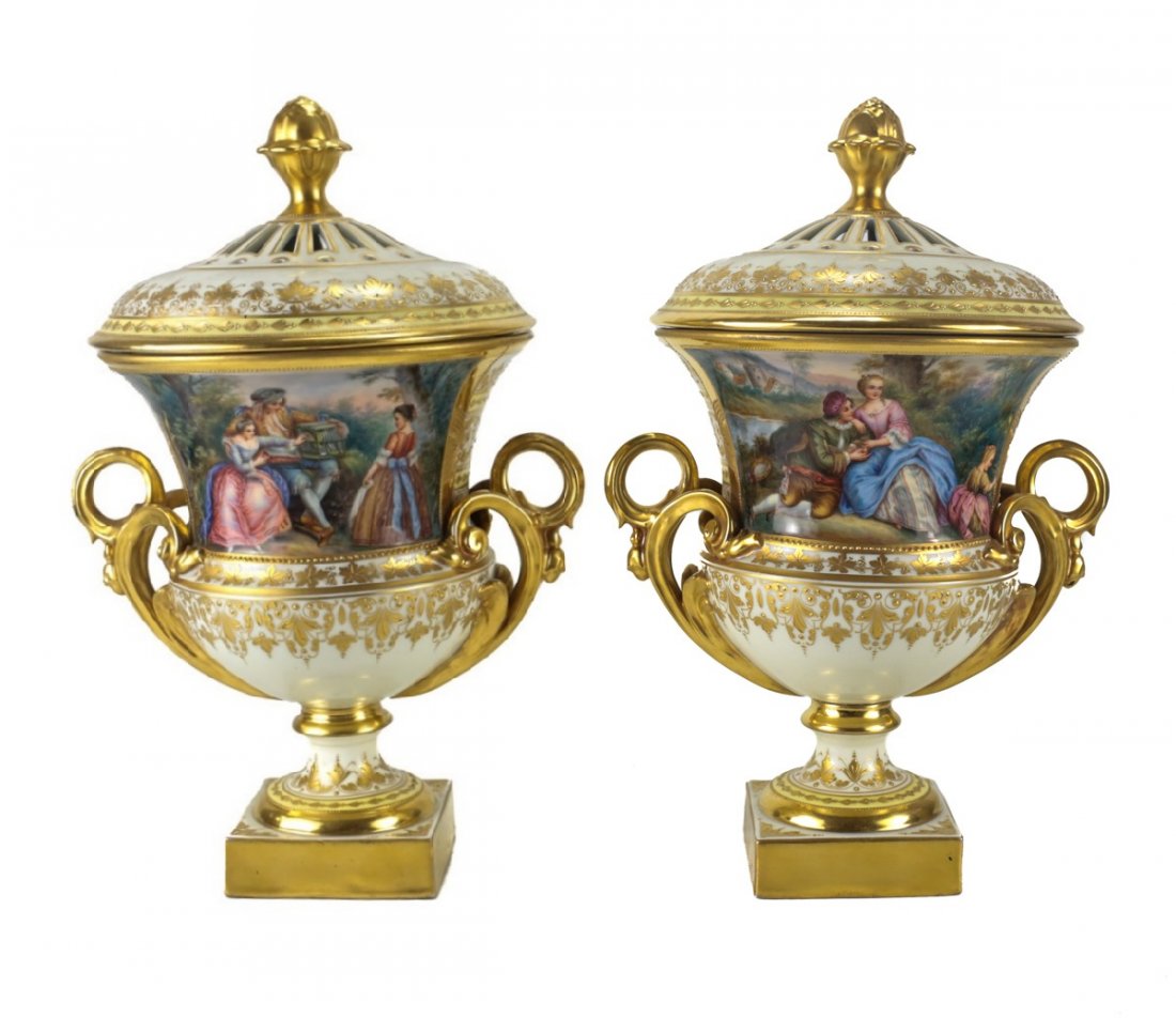 Pair of Royal Vienna Potpourri Vases or Urns (1 of 5)