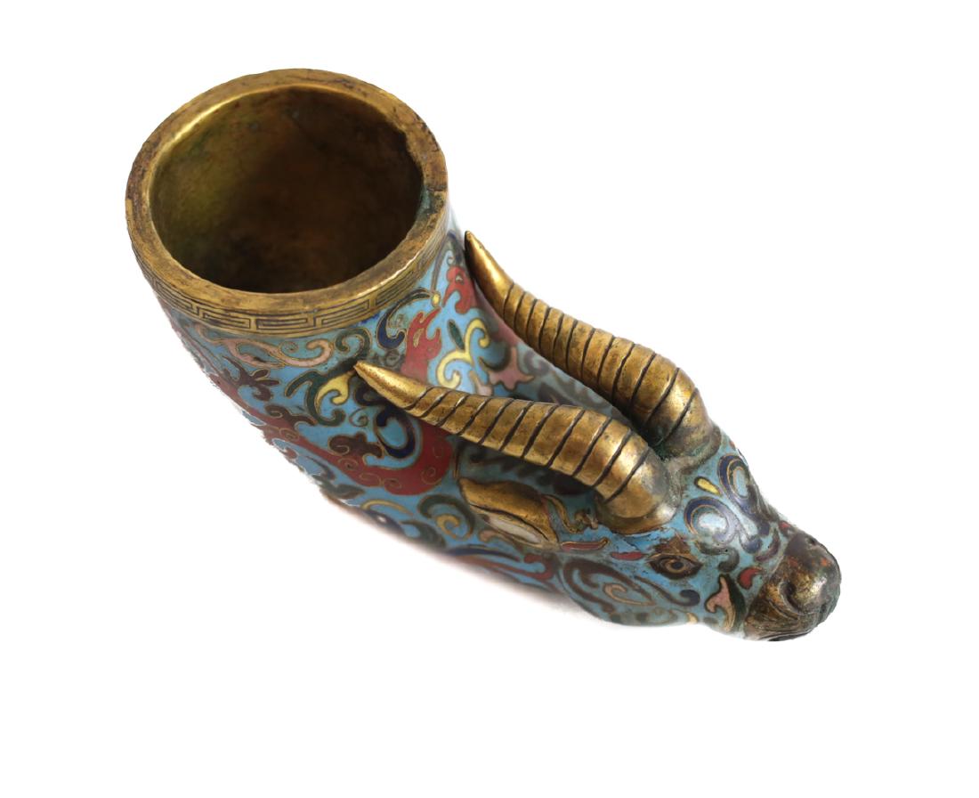 Chinese Cloisonne Rhyton Cup (1 of 4)