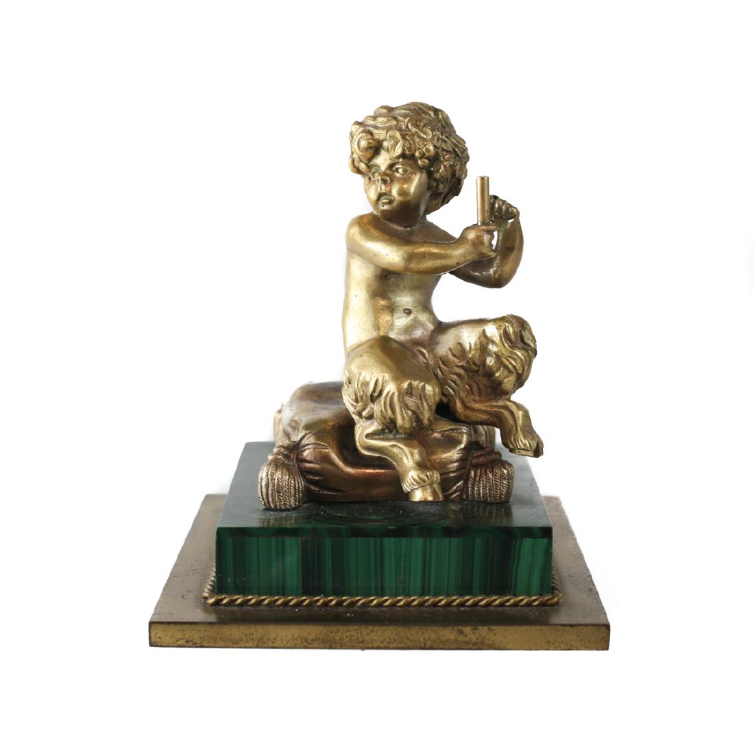 Bronze Putti Figurine on Malachite Base (1 of 4)