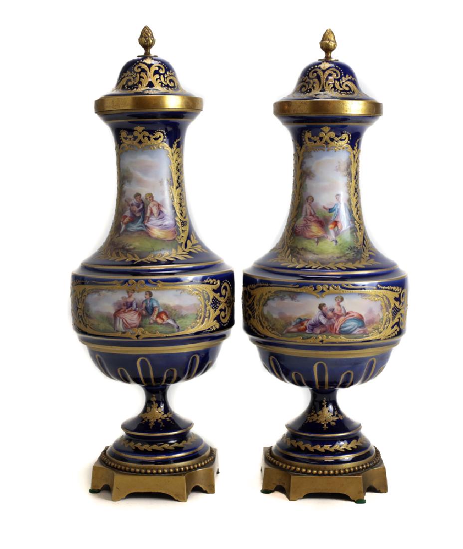 Pair of Sevres Porcelain Urns (1 of 6)