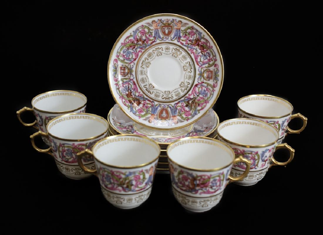 6 Sevres Chateau de St Cloud Porcelain Cup & Saucers (1 of 3)