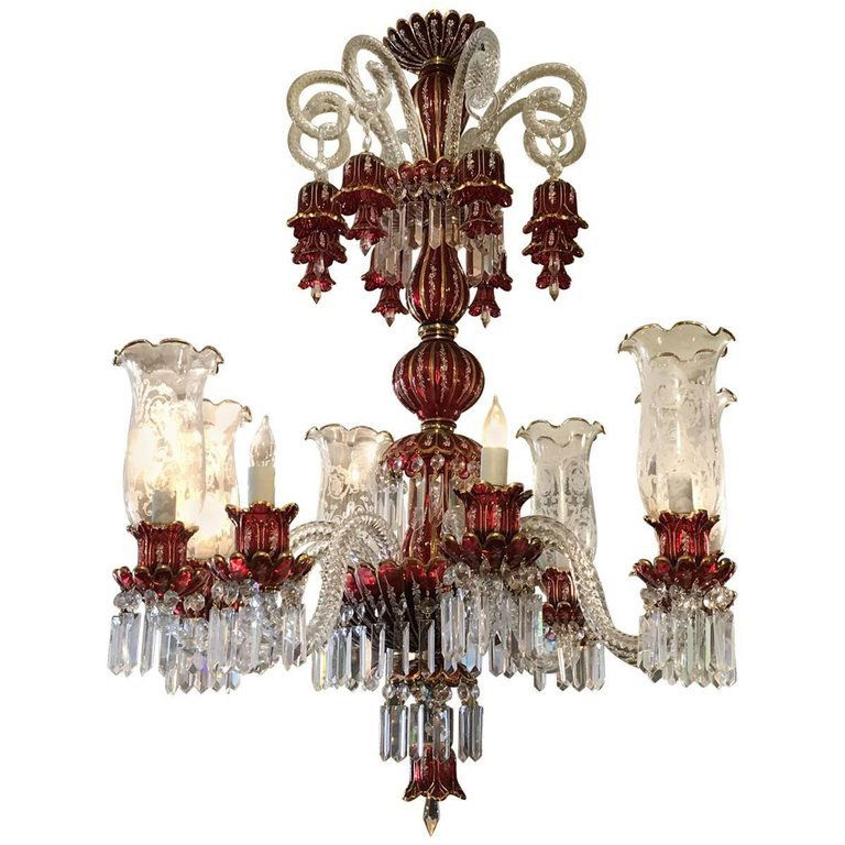 Bohemian Ruby Red Glass Chandelier Bohemian Ruby Red Glass Chandelier