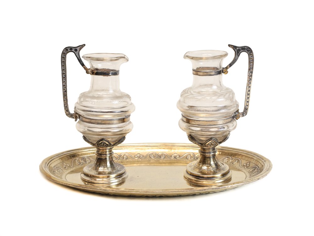 French Gilt Silver Oil & Vinegar Serving Set (1 of 7)