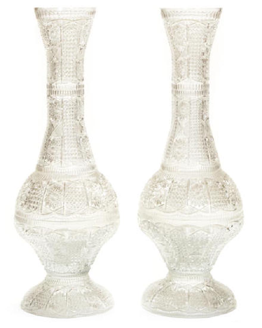 Imposing Pair of Brilliant Cut Crystal Vases 36" (1 of 1)