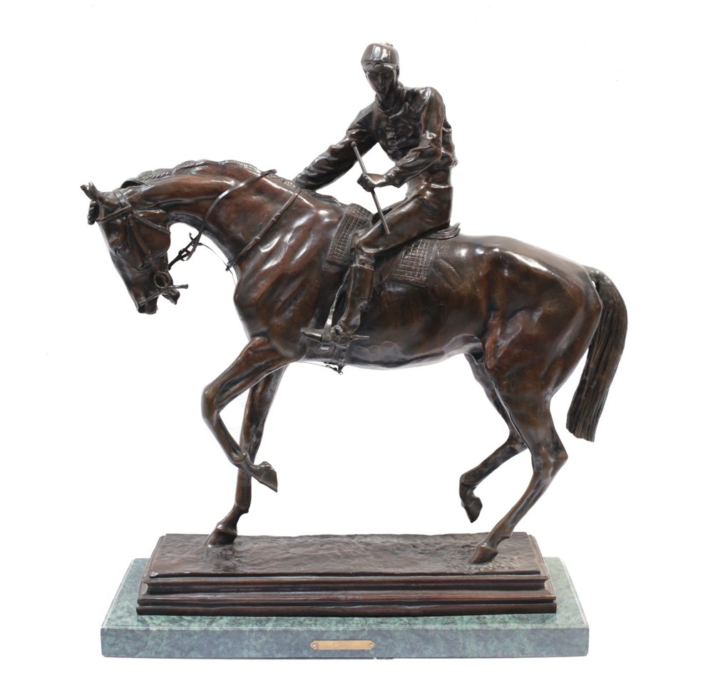 Large Bronze Horse Jockey Sculpture (1 of 5)