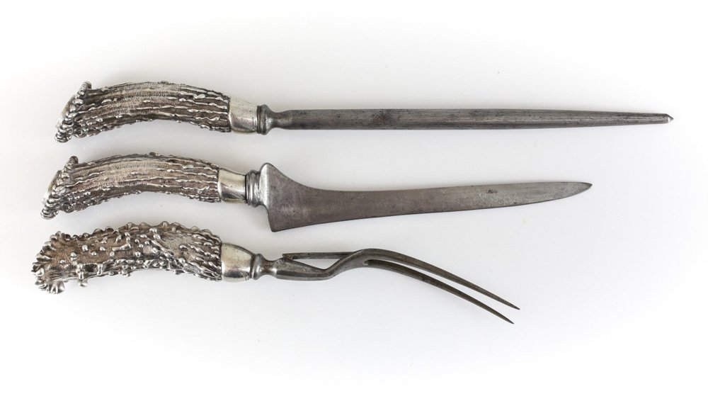 Tiffany Sterling Silver Antler Handle Carving Set (1 of 5)