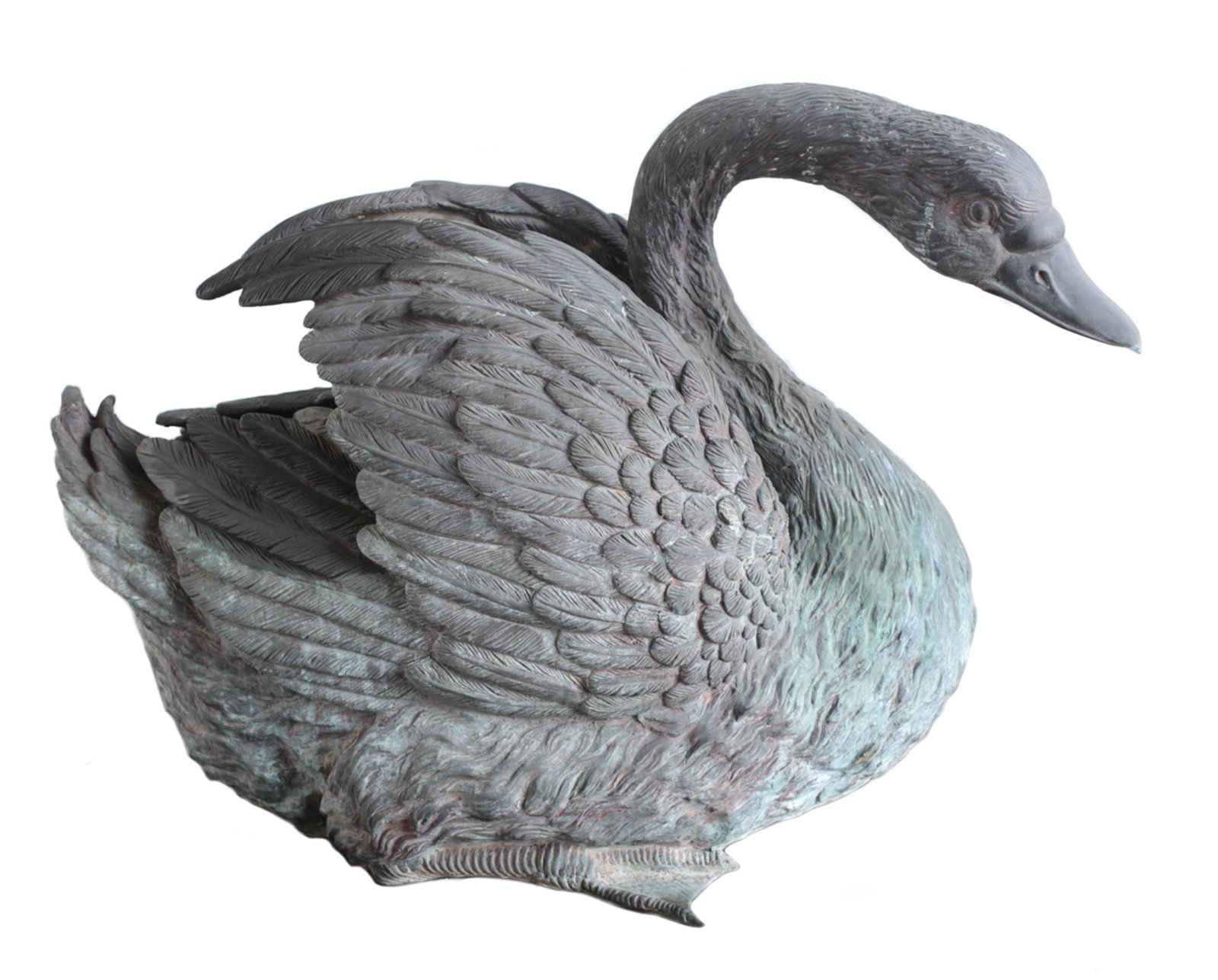 Large Bronze Swan Statue, Garden Art (1 of 5)