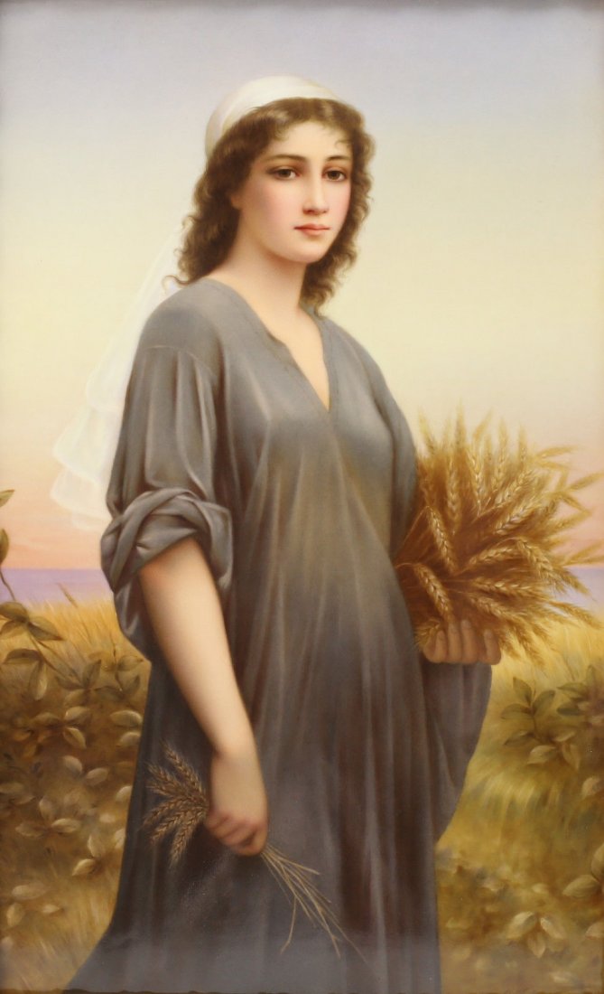 KPM Porcelain Portrait Plaque of Ruth, Signed E. 15" H (1 of 6)