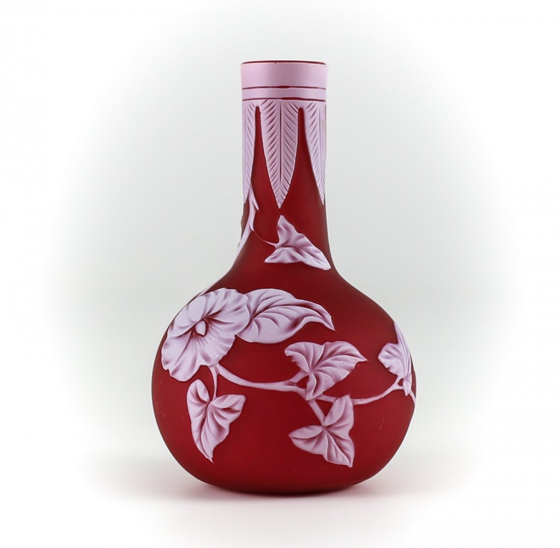 Thomas Webb small red rose bud vase: Thomas Webb small red rose bud vase. Measures: 4" tall Domestic Shipping Estimate: $30