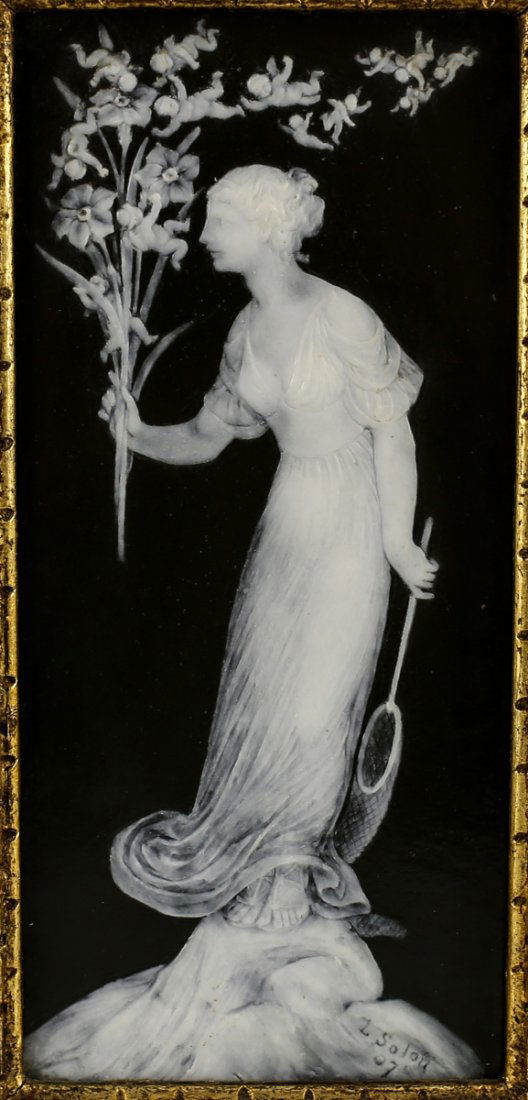 Minton Pate Sur Pate Porcelain Plauqe of Maiden (1 of 4)