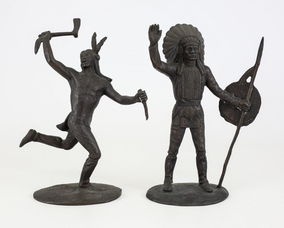 Pair  bronze tiffany studios indian warriors (1 of 3)