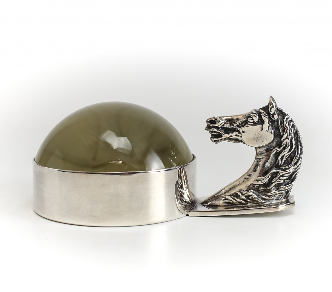 Hermes Horse Head Silver Plated Desk Magnifier (1 of 4)