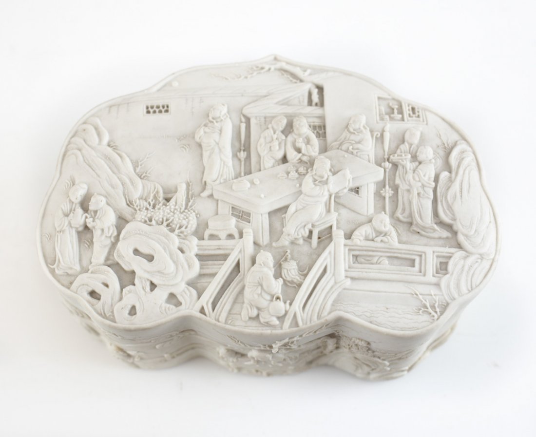 Chinese Bisque Porcelain Lidded Box (1 of 3)