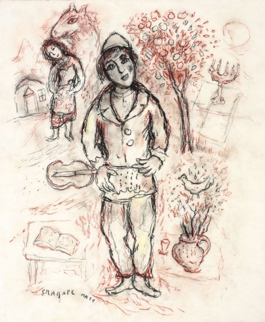 Marc Chagall (French 1887-1985) Crayon Drawing (1 of 4)