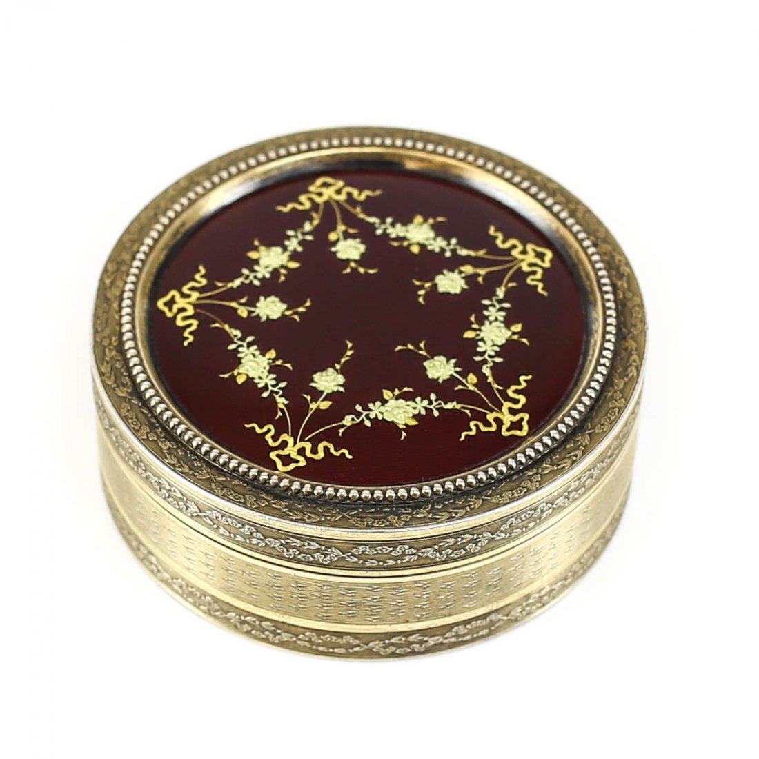 Odiot .950 Gilt Silver & Enamel Round Box (1 of 6)