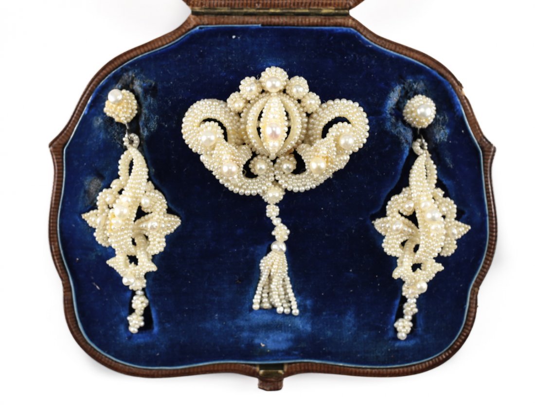 Tiffany & Co Seed Pearl Earrings & Brooch (1 of 5)