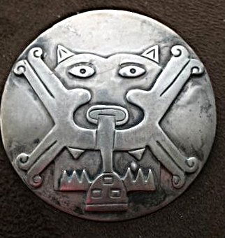 Vtg Large Sterling Silver Peruvian Pin Designer Signed: This is a large Vintage Sterling Silver Peruvian Pin signed by the Designer.Measures 2 1/4" diameter.IN HOUSE SHIPPING- FIRST CLASS USA, PRIORITY MAIL OR PRIORITY MAIL INTERNATIONAL OVERSEAS. 0% BUYER