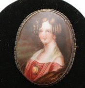 HAND PAINTED VICTORIAN PIN ON PORCELAIN: HAND PAINTED VICTORIAN PIN measures 2" x 1 1/2".IN HOUSE SHIPPING- FIRST CLASS USA, PRIORITY MAIL OR PRIORITY MAIL INTERNATIONAL . 0% BUYERS PREMIUM!