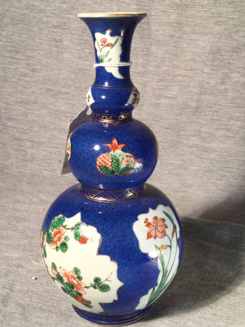 A Chinese Powder Blue Porcelain Triple Gourd Vase (1 of 10)