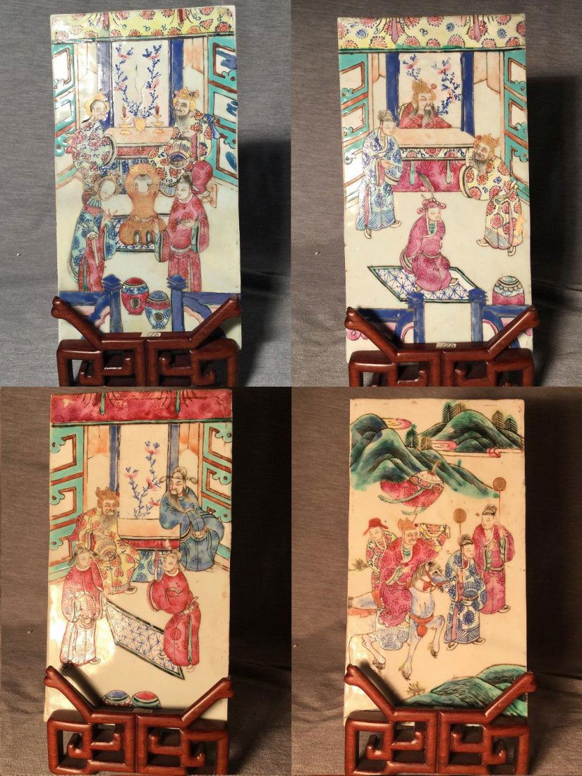 A Set of 4 Chinese Porcelain Plaques from Qing Dynasty. (1 of 10)