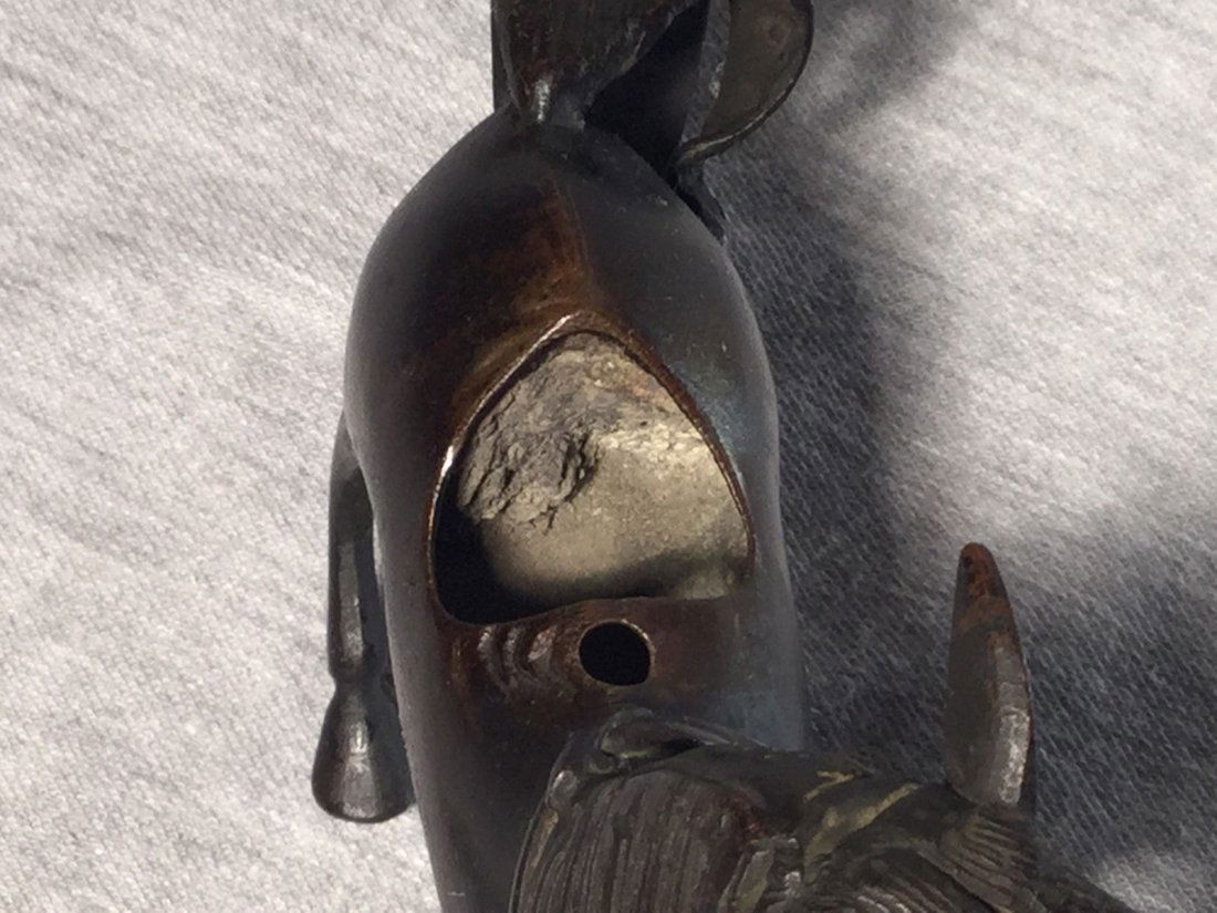 A Chinese Bronze Incense Burner Scholar Riding Horse: This is an incense burner in the shape of a scholar riding a horse or donkey. Height is 6 inches