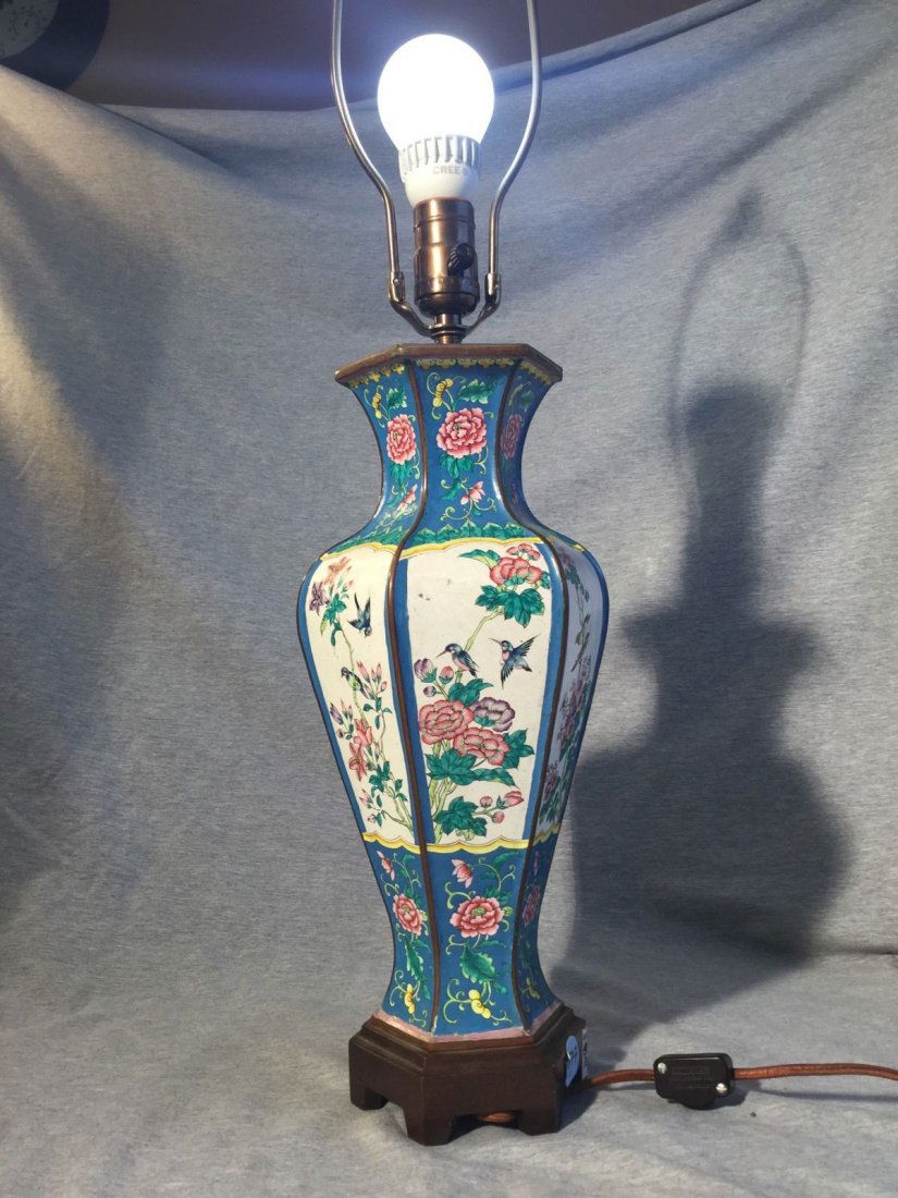 A Chinese Cloisonne Hexagonal Vase lamp (1 of 10)