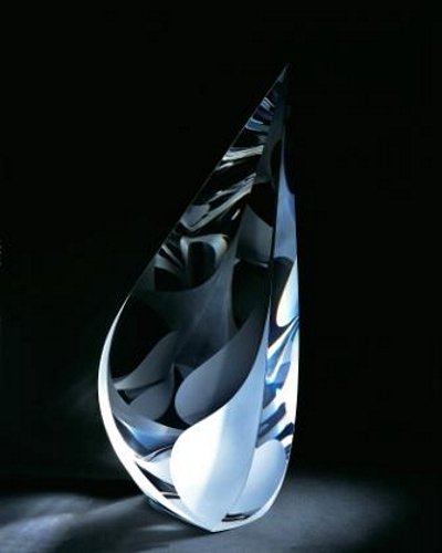 Christopher Ries - Falling Petals: 28h x 13w x 6, Cut and polished crystal. World renowned artist Christopher Ries, is preeminent in the field of glass sculpture. Employing the techniques of classical reductive sculpting, Ries hand car