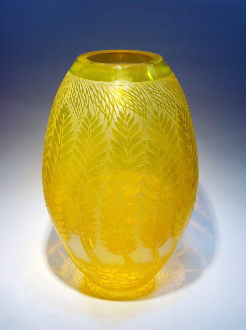 Duncan McClellan - Wheat Piece: 20h x 14dia, Blown and sandblasted glass. Duncan McClellan’s work depicts emotions relating to family, personal growth and the spiritual connections between each of us as souls. A winner of national