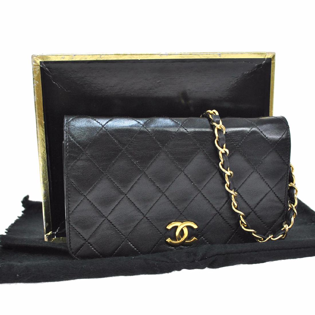 Authentic CHANEL Quilted CC Logos Chain Shoulder Bag Bl (1 of 11)
