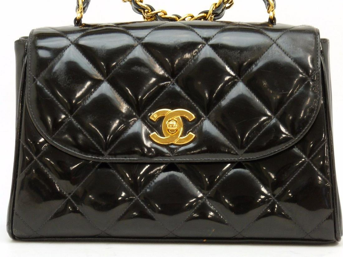 Authentic CHANEL Quilted CC Logos Chain Shoulder Bag Bl (1 of 11)