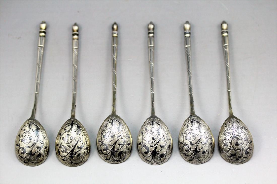 Lot six Russian silver tea spoons (1 of 3)