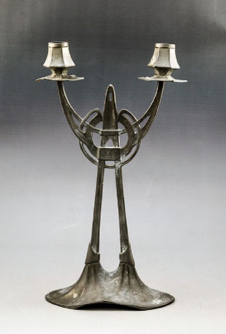 Art Nouveau Pewter Candlestick (1 of 2)