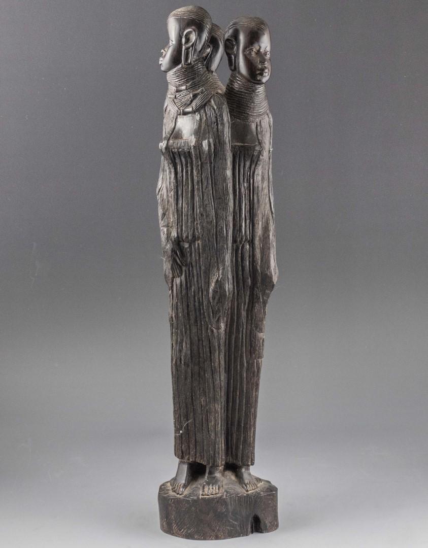African Ebony Sculpture: Hand-carved African ebony sculpture, Makonde people, Tanzania. Height: 58 cm. Minor flaws.