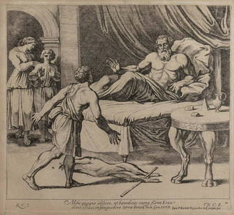 Lot of Antique Biblical Prints: Lot of 11 antique prints depicting biblical scenes. Including: 1. Two biblical etchings by Thomas Fielding (fl. 1776–1787) after Thomas Stothard, London, 18th century. Dimensions of plate: 25X2