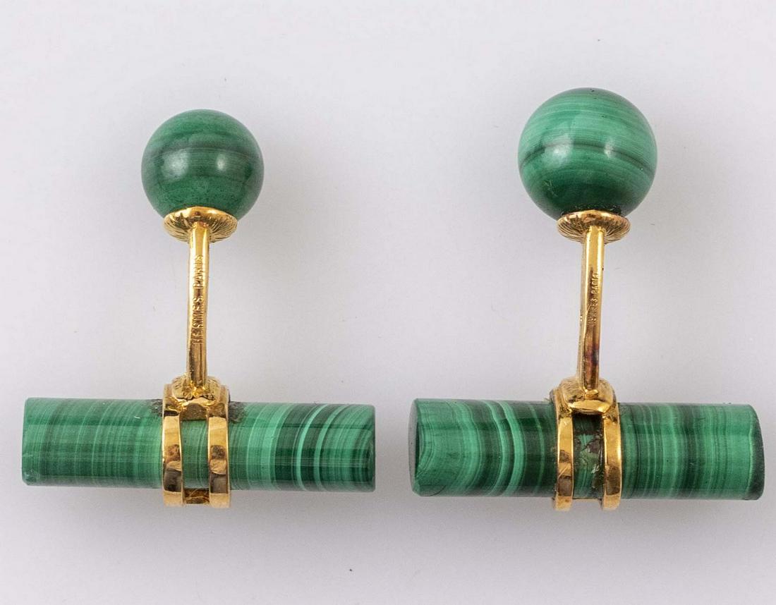 Pair of Gold and Malachite Cufflinks, Hermes (1 of 3)