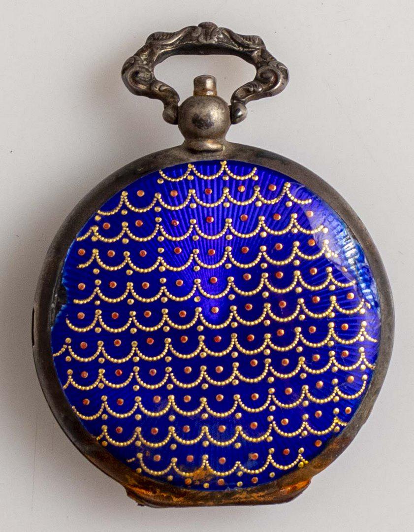 Austrian Enameled Silver Pocket Watch Case: Austrian enameled silver pocket watch case. Diameter: 40 mm. Weight: 37 grams. Marked. Flaws.