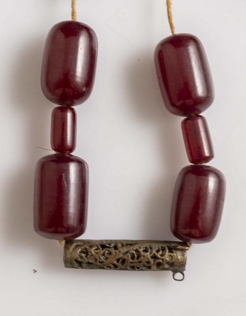 Lot of Cherry Amber Bakelite and Silver Beads (1 of 2)