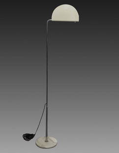 Mezzaluna Floor Lamp, Bruno Gecchelin: Mezzaluna Floor Lamp designed by Bruno Gecchelin for Skipper, Italy, 1970s. Made of steel and marble. Adjustable height: 178-214 cm. Halogen light. Dimmer. In working order. Manufacturer's sticker has