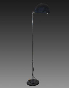 Mezzaluna Floor Lamp, Bruno Gecchelin: Mezzaluna Floor Lamp designed by Bruno Gecchelin for Skipper, Italy, 1970s. Made of steel and black marble. Adjustable height: 180-214 cm. Halogen light. In working order. Manufacturer's sticker has b