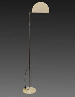 Mezzaluna Floor Lamp, Bruno Gecchelin: Mezzaluna Floor Lamp designed by Bruno Gecchelin for Skipper, Italy, 1970s. Made of steel and marble. Adjustable height: 178-214 cm. Halogen light. Dimmer. In working order. Manufacturer's sticker has
