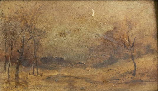 Robert Muller (XIX): Robert Muller (XIX), Landscape, early 20th century, oil on artist board, 12.5X21.5 cm, signed. Minor flaws.