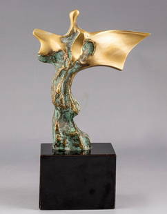 Domenico Calabrone (1928-2000): Domenico Calabrone, A winged figure, bronze sculpture. Height with base: 26.5 cm. Signed and numbered 044. Provenance: Estate of Ruth Dayan.