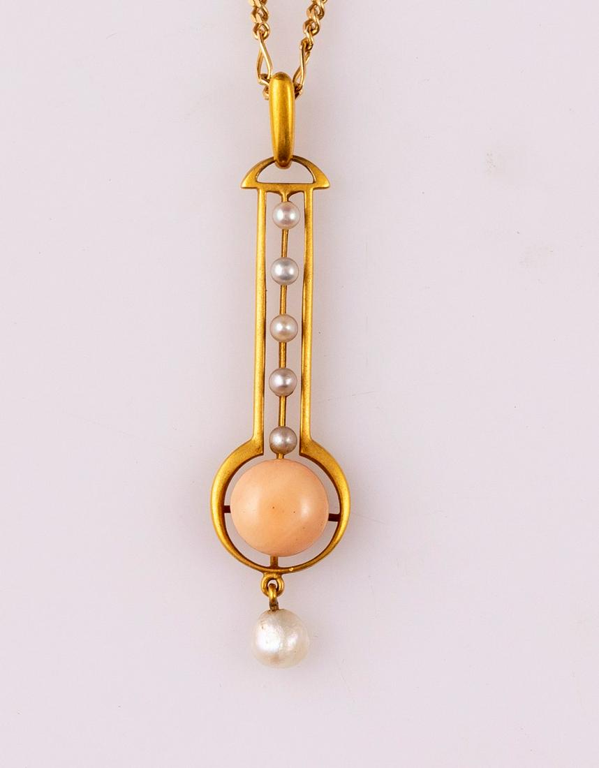 Gold Necklace, Art Deco Pendant (1 of 4)