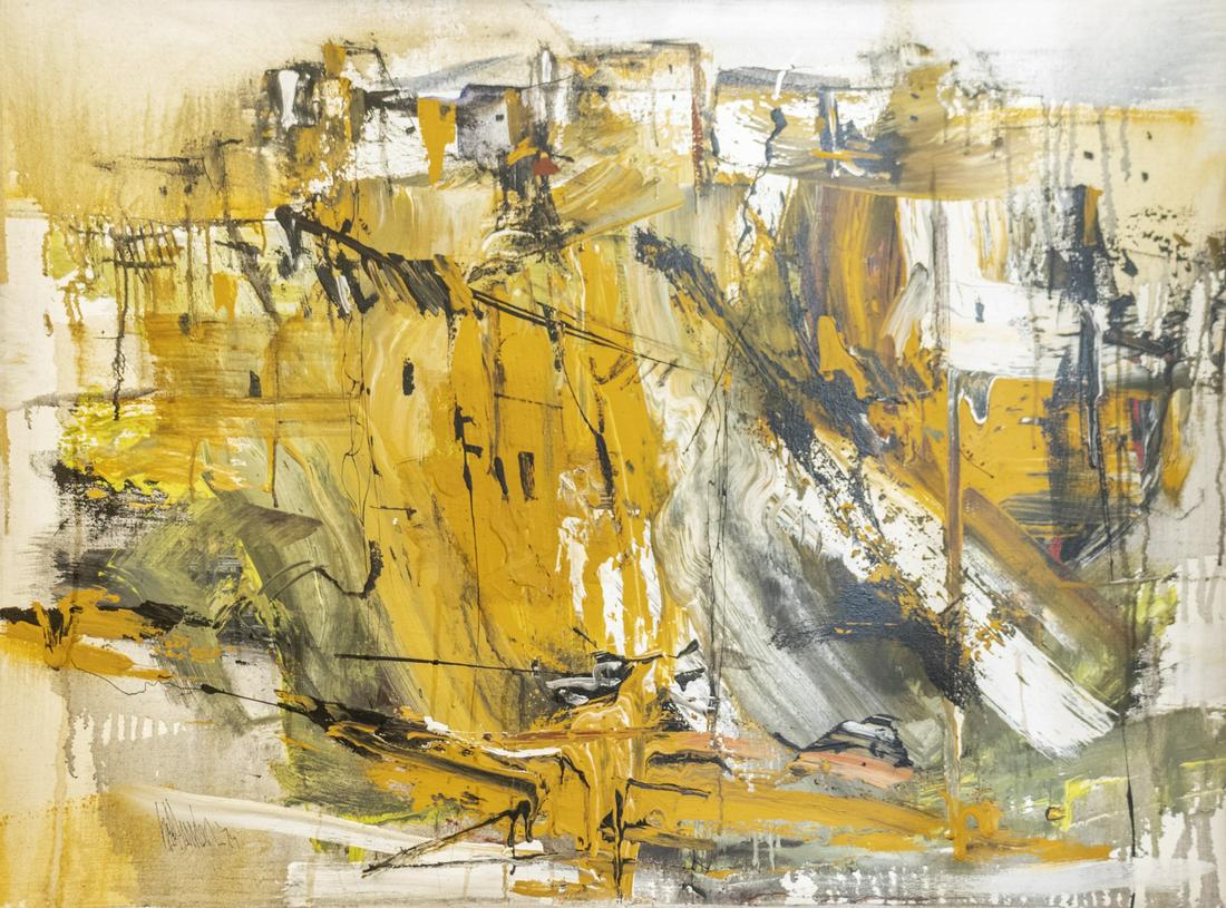Gino F. Hollander (1924-2015): Gino F. Hollander (1924-2015), abstract landscape, oil on canvas, 76.5X101.5 cm, signed.
